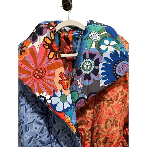 CeliaB Snowdon Quilted Tie Belt Floral Reversible Coat Multicolor Women's Medium - Picture 10 of 14
